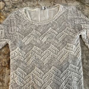 Lucky Brand white and grey sparkle sweater